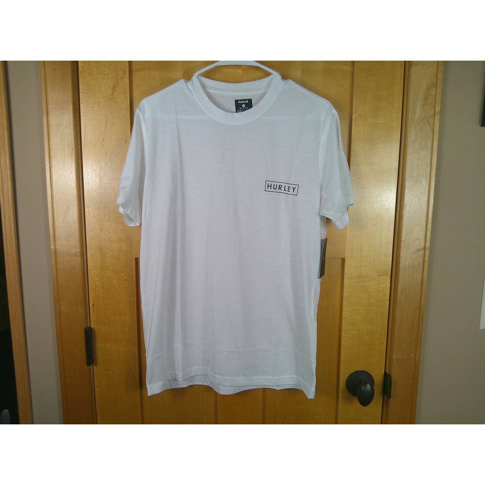 Hurley Men's Short Sleeve Graphic T-Shirt White Cotton Box Logo Small New W/Tags